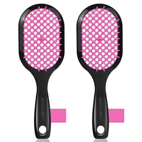 Miniatura 20 de Cepillo desenredante ventilado para el cabello, paquete de 2 cepillos desenredantes para eliminar enredos sin esfuerzo, cerdas ultrasuaves, para