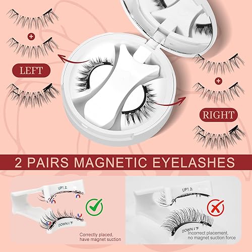 Miniatura 10 de Higu clace Pestañas magnéticas con aplicador, pestañas magnéticas de aspecto natural, sin necesidad de pegamento, pestañas reutilizables, suaves con