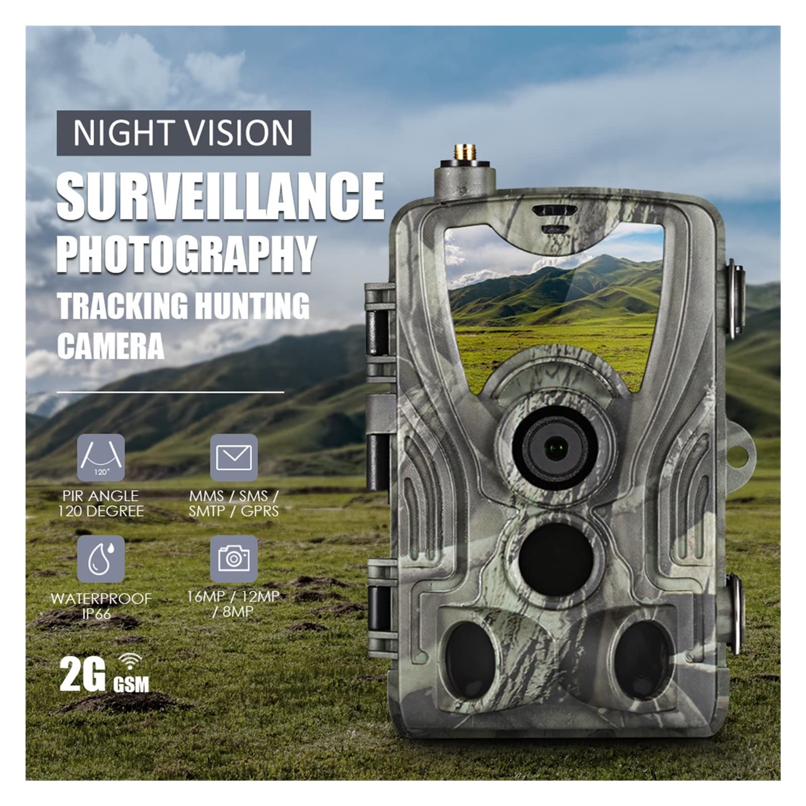 Pannello Solare 2G Trail Wildlife Camera 2 0MP 1080P Night Vision Cellular Mobile Cameras HC801M Solar Panel Charger(Solar Panel)