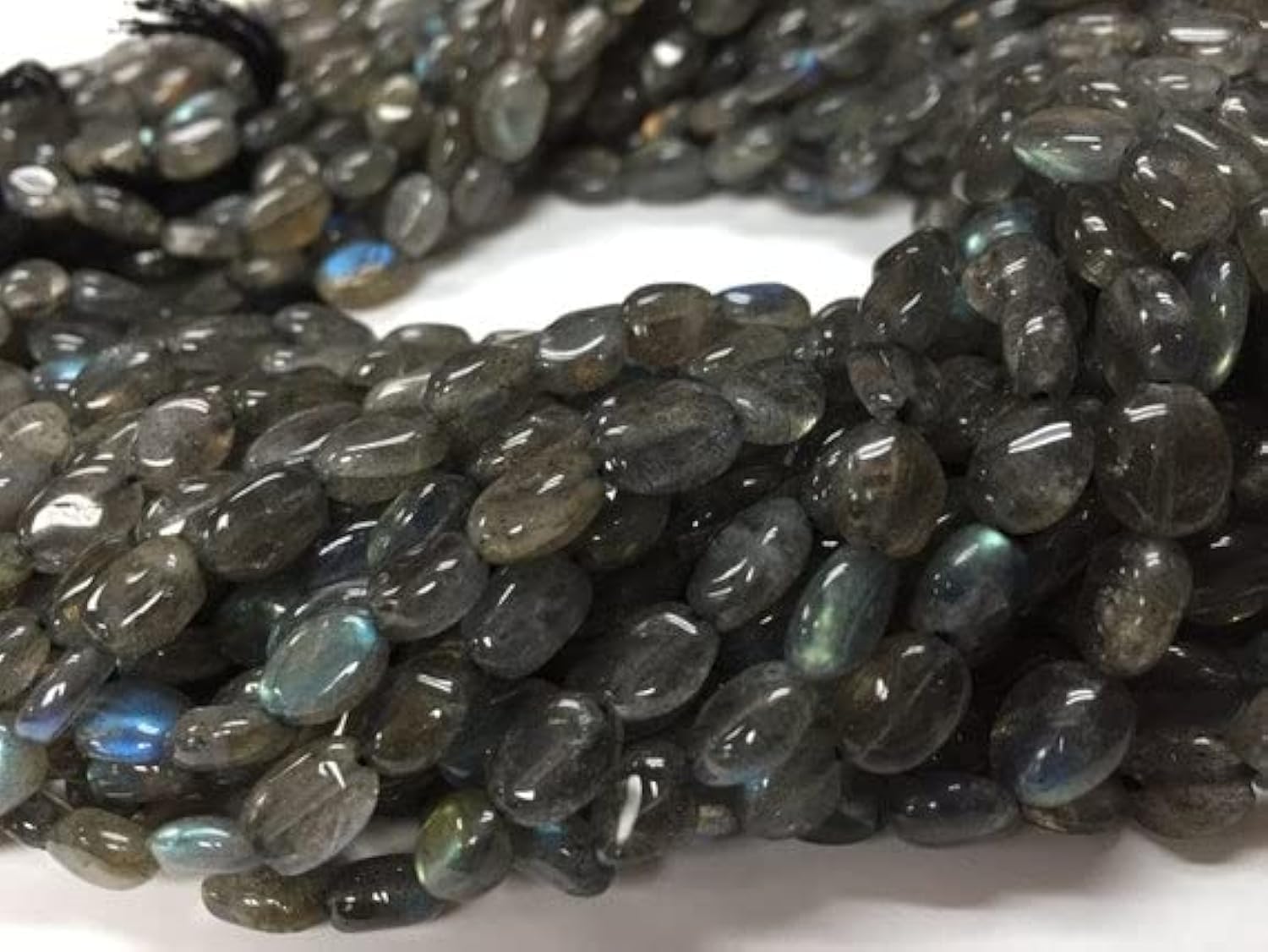 Perles Labradorite ovales 6x8mm fil de 35cm pour création de bijoux