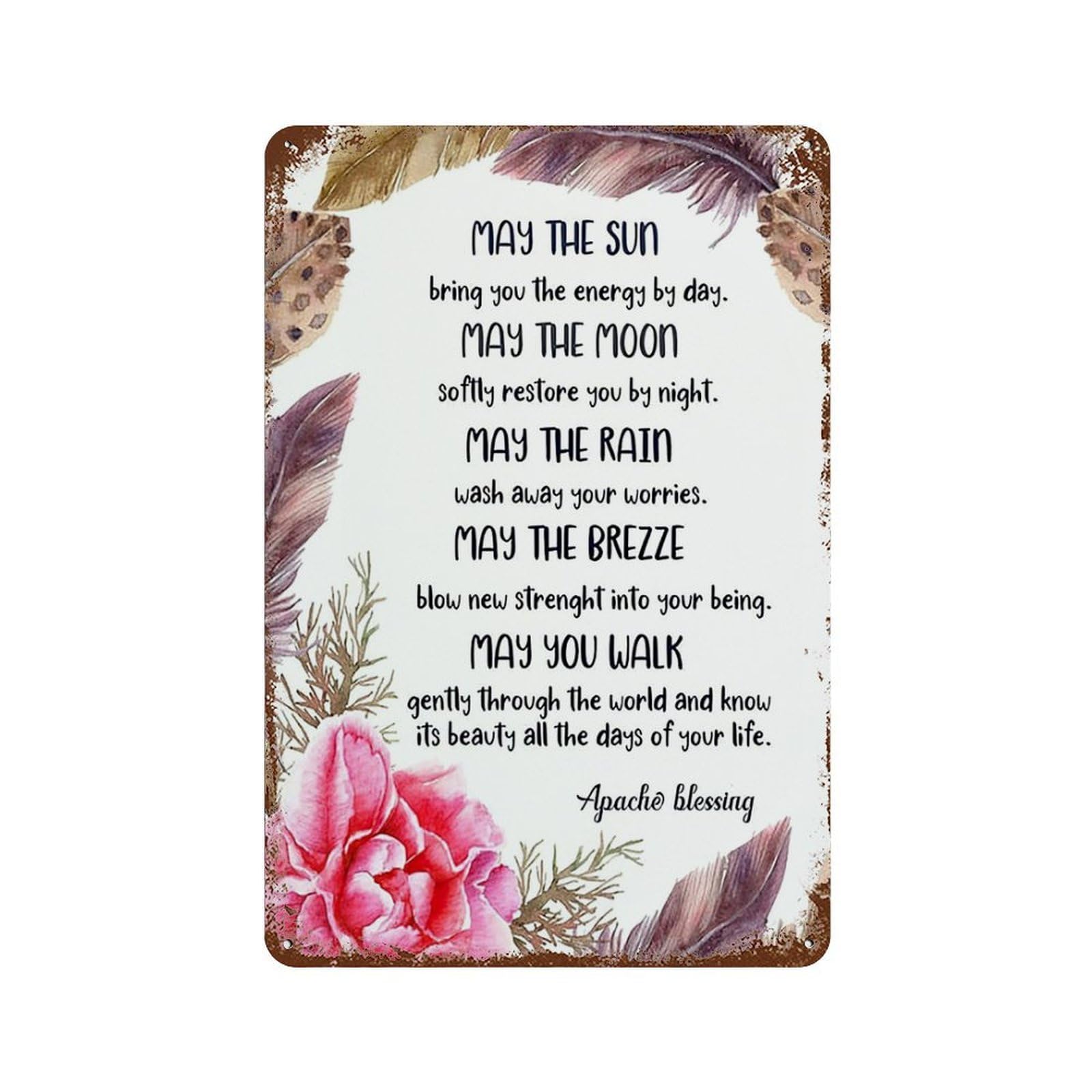 xiaoxiaoshen Nursery Apache Blessing Wall Decor Art Metal Tin Poster Modern Home Decor Art Home Bar Shop Decorations Vintage Sign 30x20cm