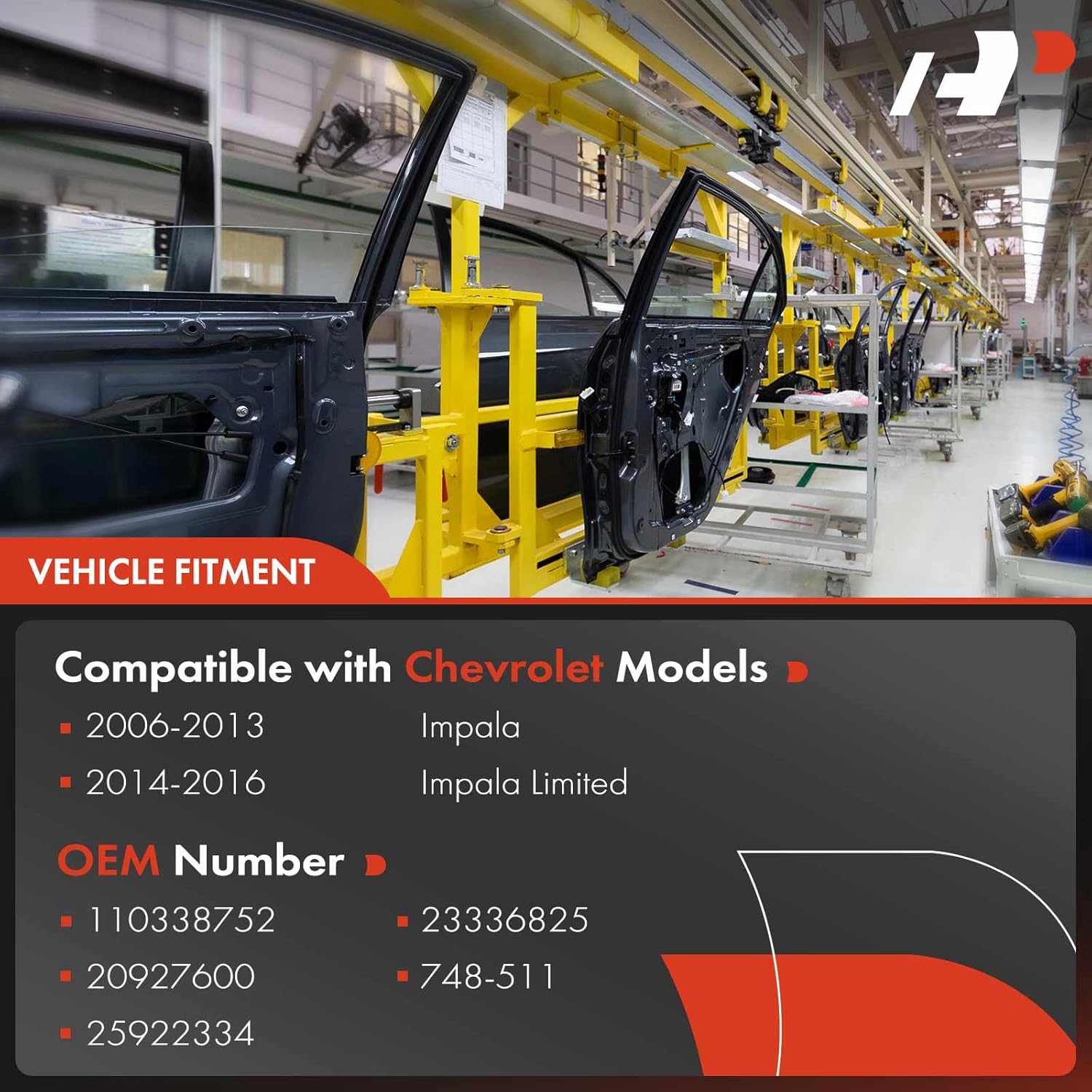 A-Premium Power Window Regulator with Motor Replacement for Chevrolet Impala 2006-2013 Impala Limited 2014-2016 Rear Right Passenger Side