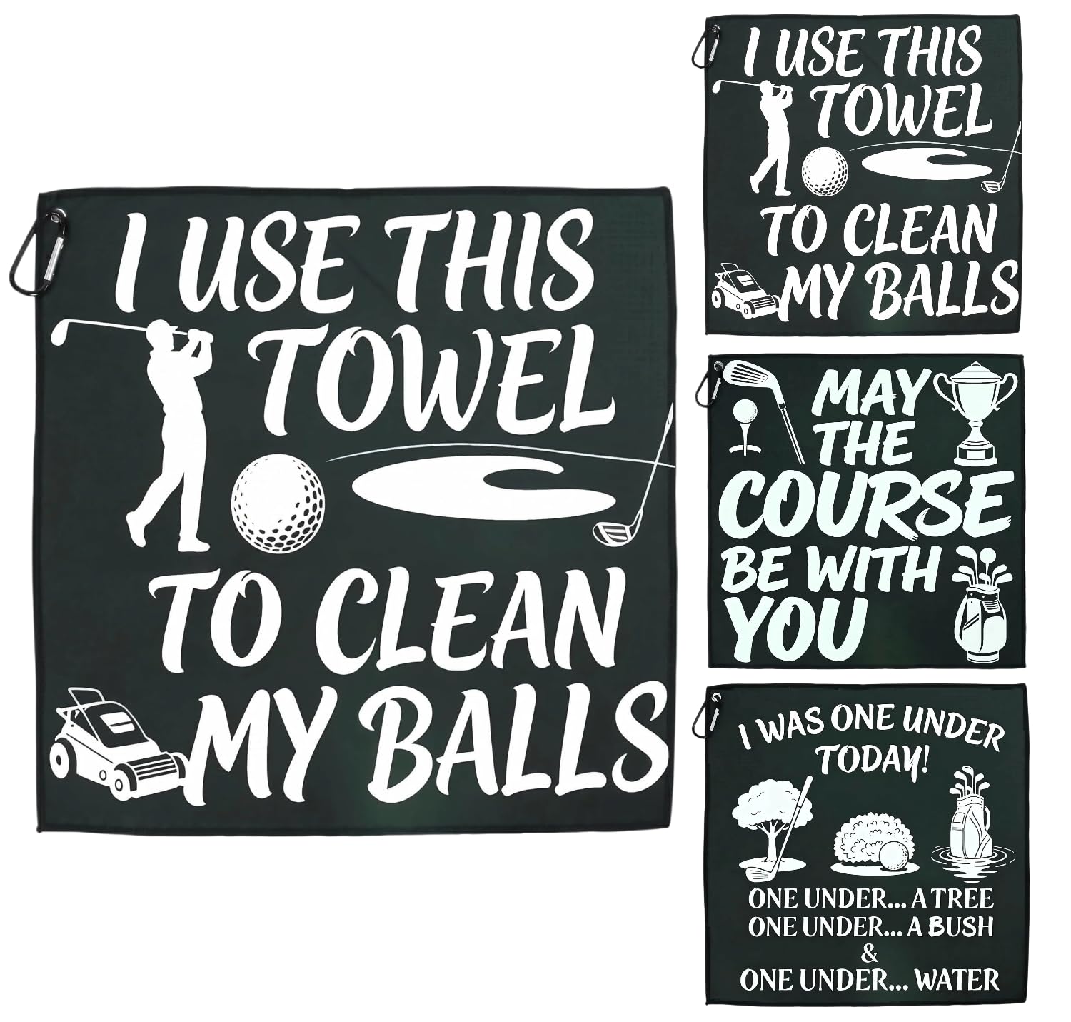 3Pcs Funny Golf Gifts for Men, Personalised Golf Towels with Clip, Golf Bag Accessories for Dad Boyfriend, Novelty Presents for Secret Santa Gift, Christmas Stocking Filler, Father's Day Birthday