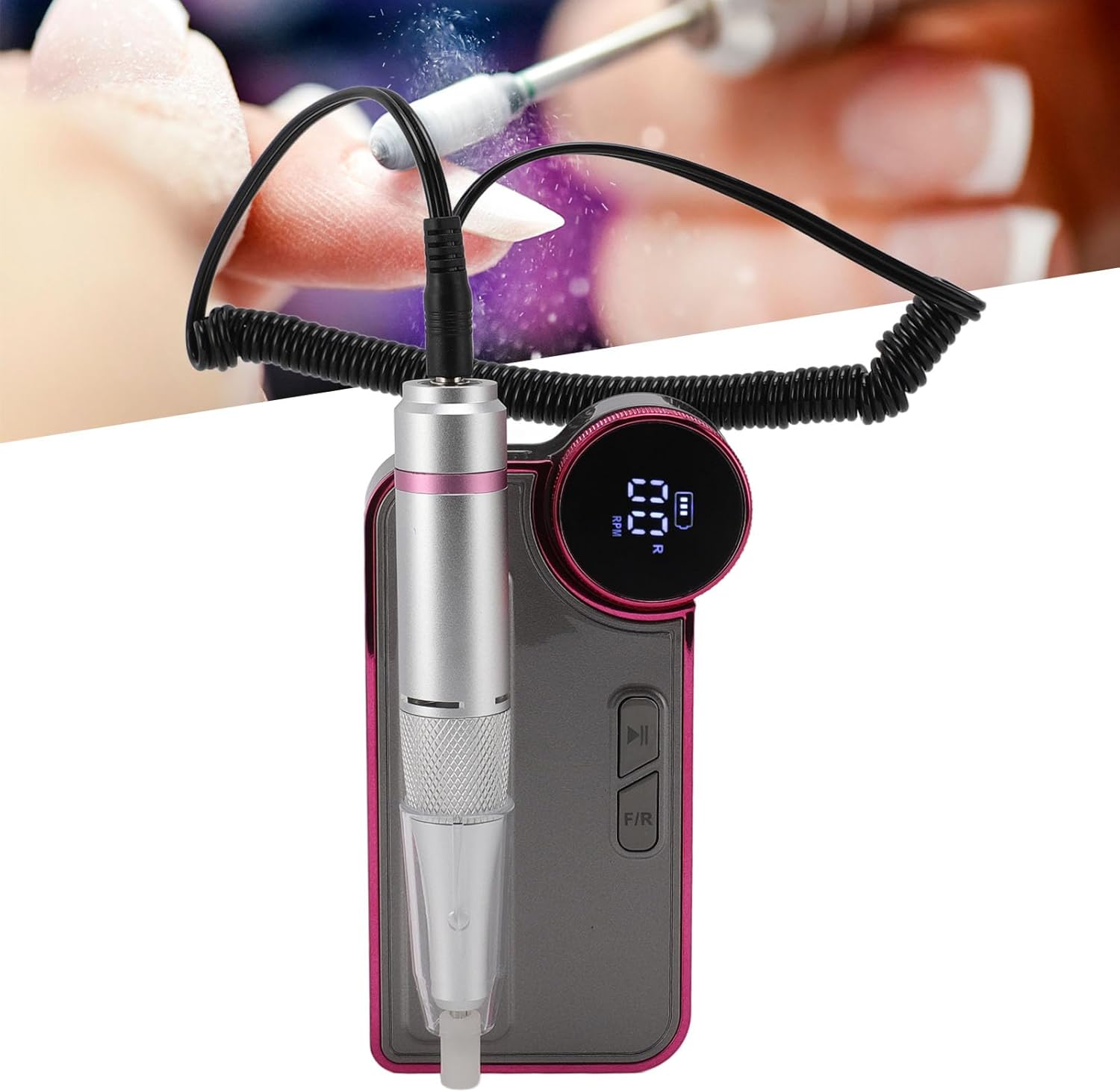 VINGVO Electric Nail File Kit, Professional Portable Nail Drill 35000RPM with LCD Screen for Manicure Salon
