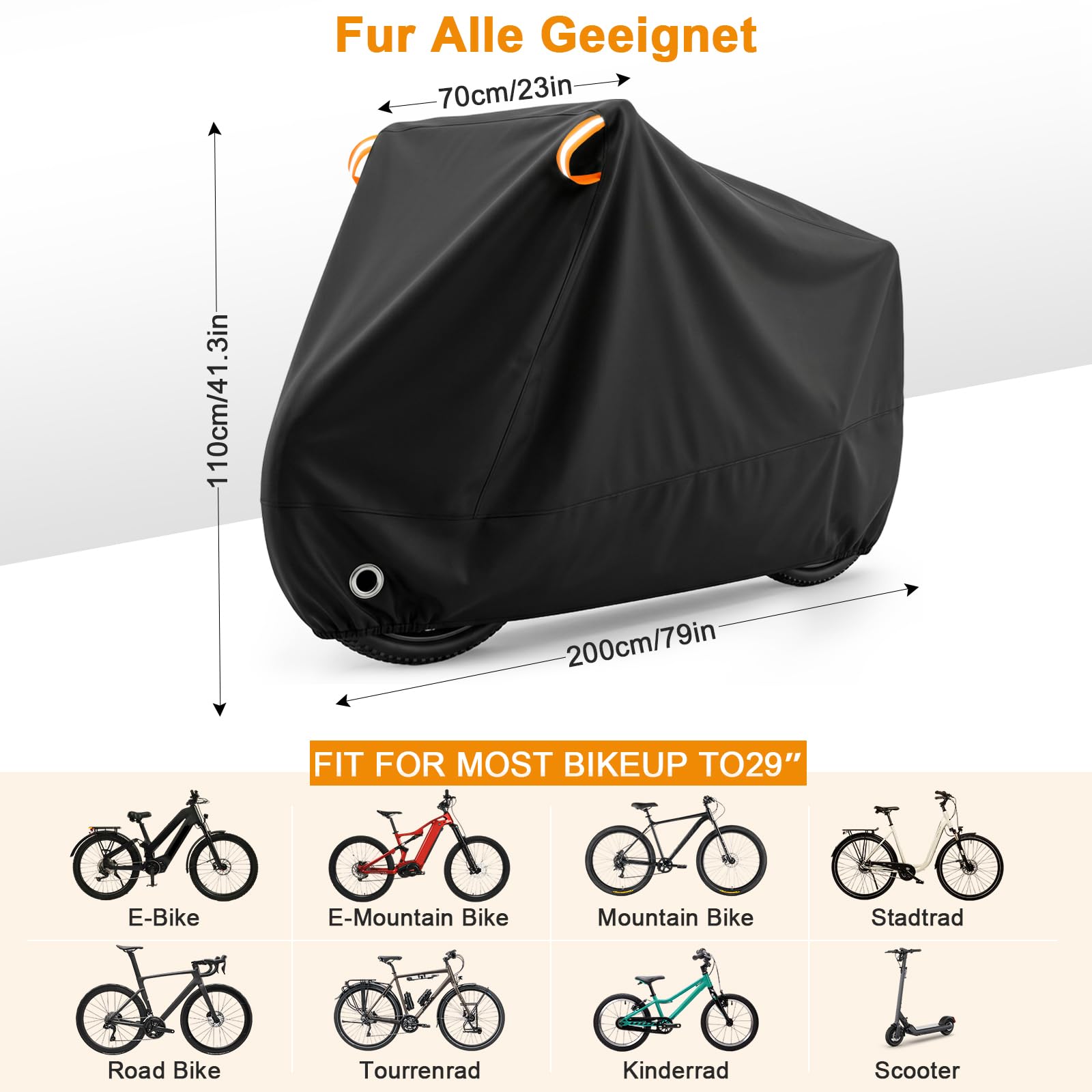 2er Set Fahrradabdeckung Wasserdicht 420D für 1 Fahrrad 200x110x70cmHochwertige Fahrradgarage Outdoor, Regenschutz Fahrrad Abdeckplane mit Beutel, Anti-UV wind- & reißfeste Fahrradschutzhülle