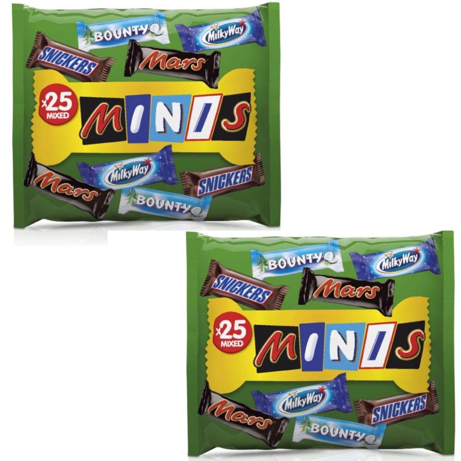 Mars Minis Assorted Chocolate Bar Pouch, 500g, (Pack Of 2) Orange & White Imported (NED)