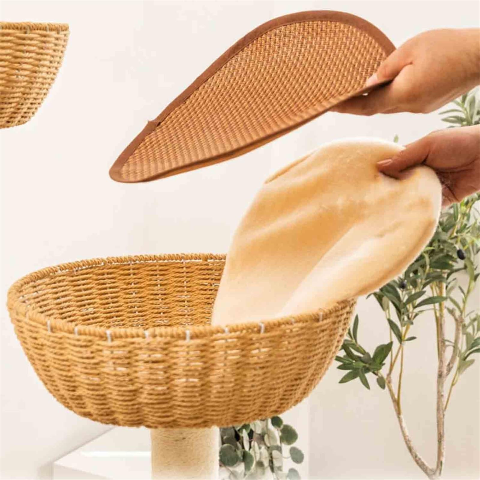 Torre for Gatos de Varios Niveles 115 cm con Poste rascador | Condominio for gatos resistente con canasta tejida a mano