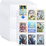 30 Pack 540 Pocket Binder Pages - Double-Sided 9 Pocket Trading Card Sleeves for 3 Ring Binder, Clear Plastic Pages for Sport and Game Cards