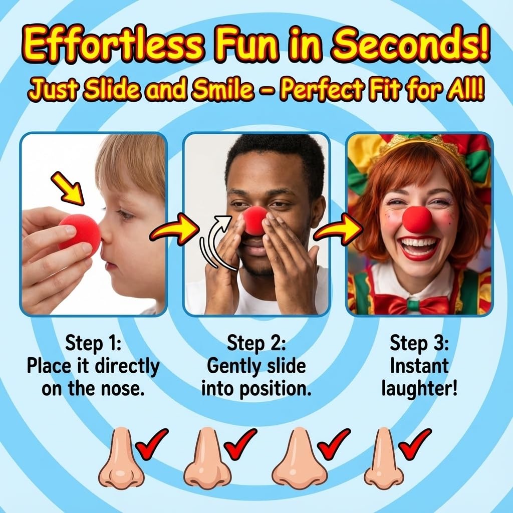 2х Red Foam Clown Nose Circus Book Day Halloween Fancy Dress Party Accessory - Bundled by GetInStyle Shop - Image 2