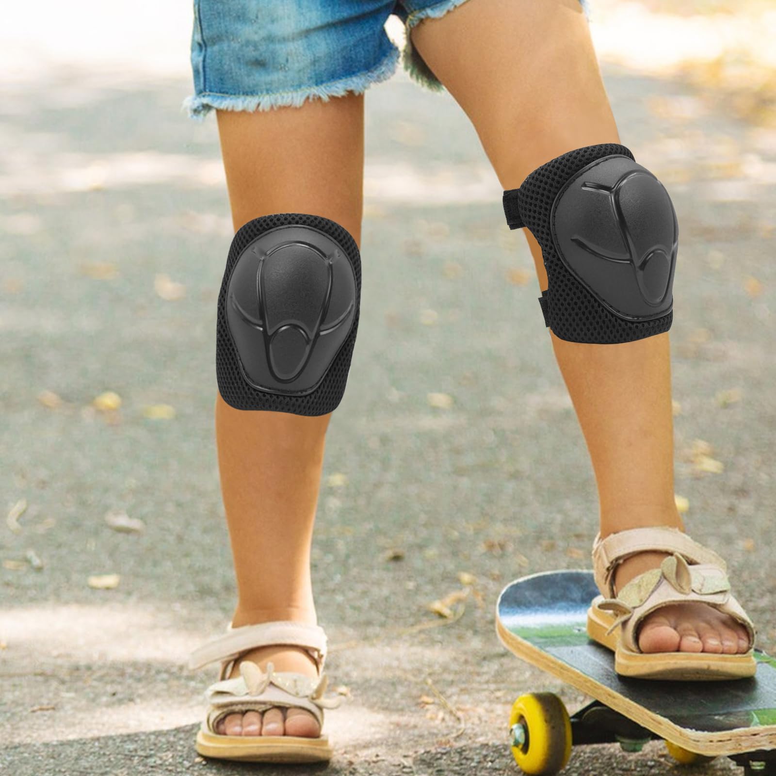 Protection Velo Enfant 3 ans Genouillères pour Enfants Ensemble de Protection Patins à Roulettes Coudières Protège-Poignets Noir