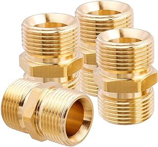 Yakamoz 4Pcs Pressure Washer Hose Adapter, M22-14mm Male Coupler 5000PSI Power Washer Hose Connector Extension Fittings, Heavy Duty Brass, Leak-Free Design