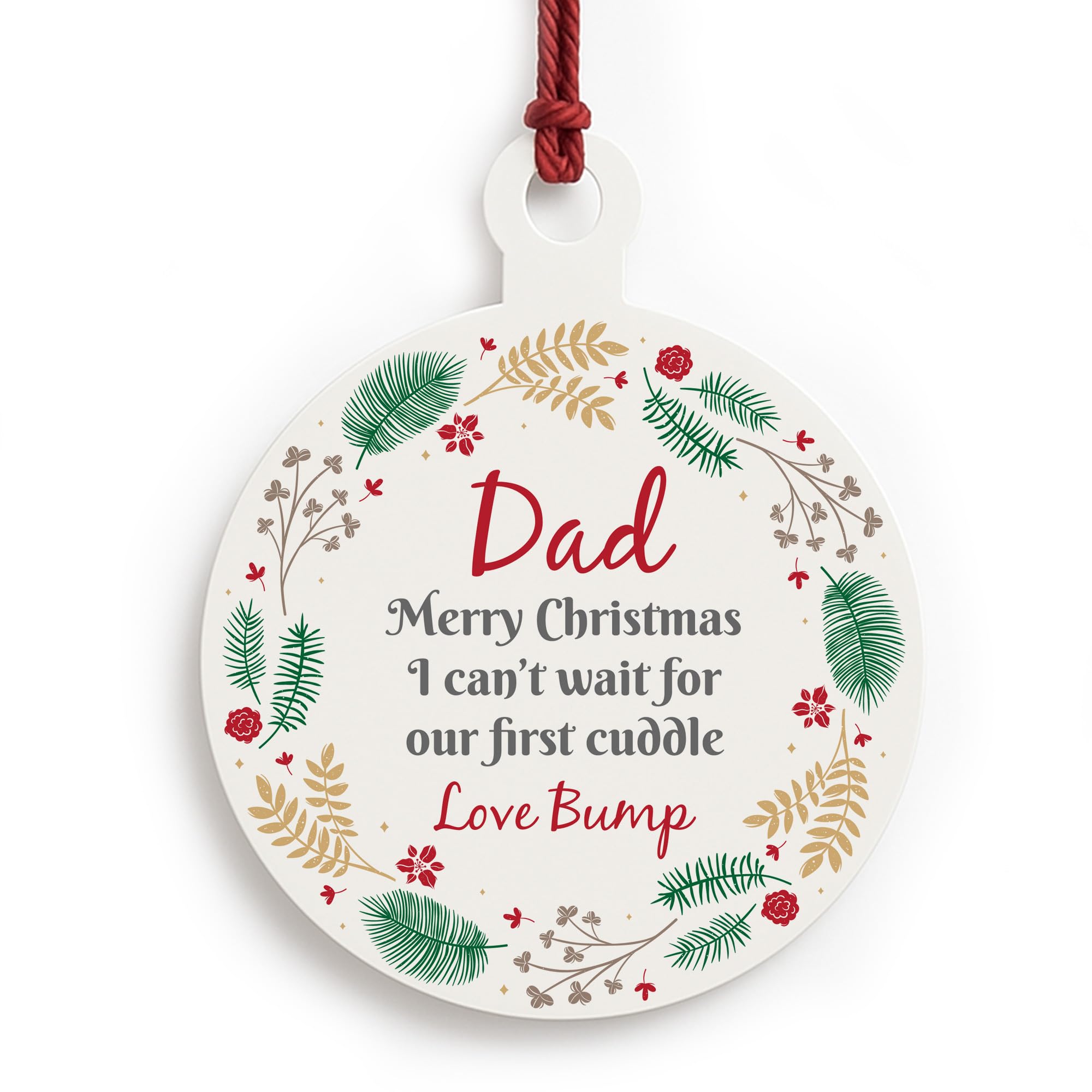 Red Ocean Merry Christmas Dad To Be From Bump Acrylic Bauble For New Dad Christmas Tree Decoration Baby Bump Beautiful Keepsake