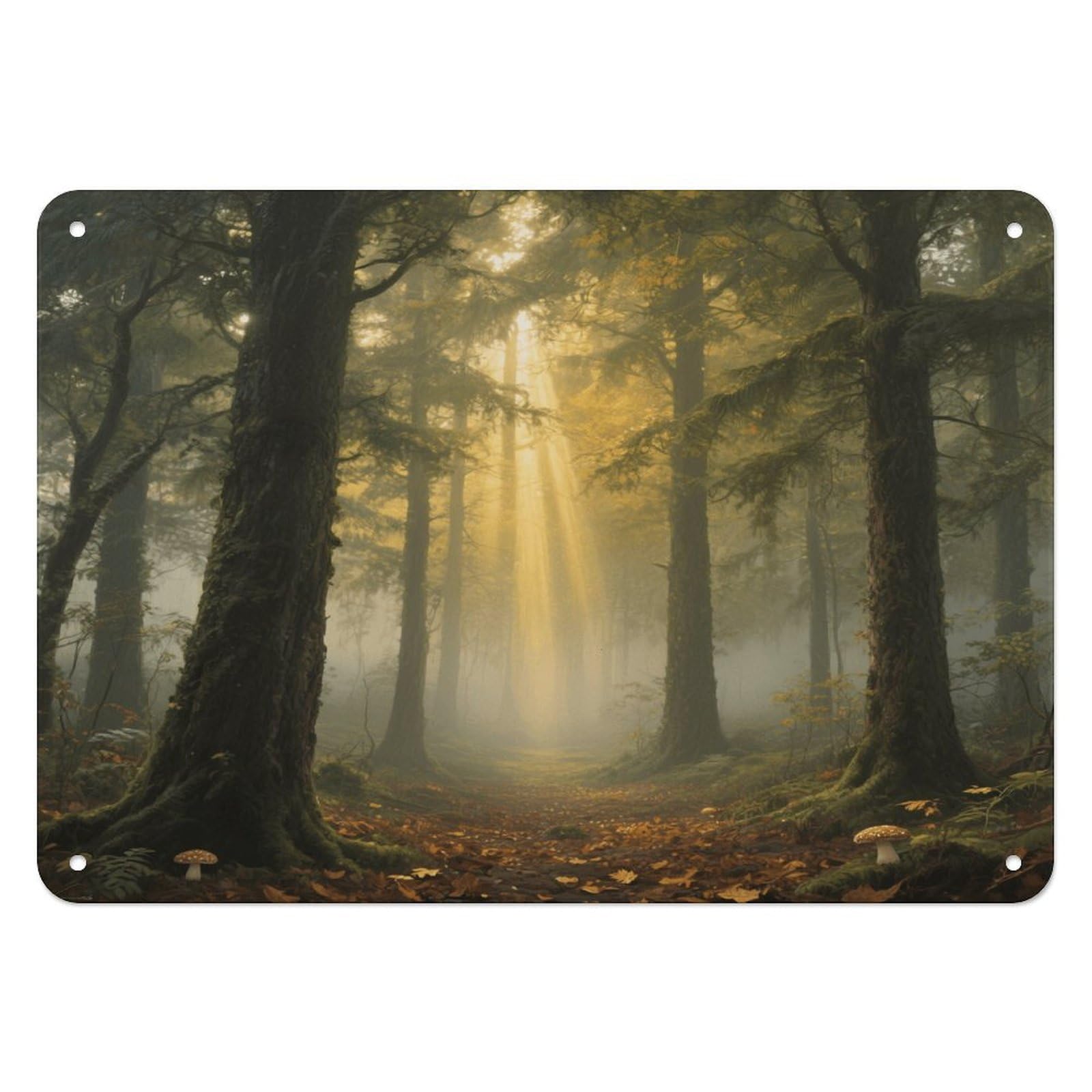Fekiloot Style Mysterious Primeval Forest Wall Decor Iron Painting Metal Sign