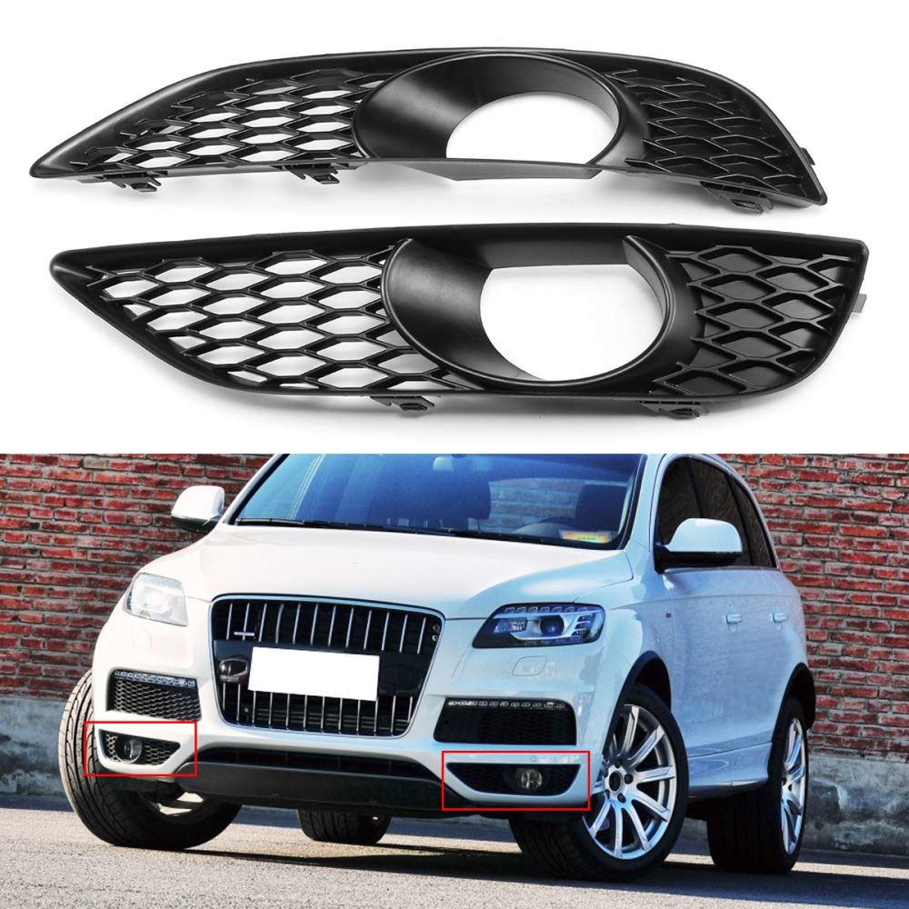 MVMTVT Car Front Bumper Fog Light Lamp Racing Grille Grill Cover Hood Trim Plastic, for AUDI Q7 4L S LINE N/S 2009-2014