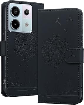 Compatible Xiaomi Redmi Note 13 Pro 5G Case Folio Redmi Note 13 Pro 5g Case Dandelion Floral Redmi Note 13 Pro Case Cute Cat Redmi Note 13 Pro 5G Cover Full Protection Shock Absorption