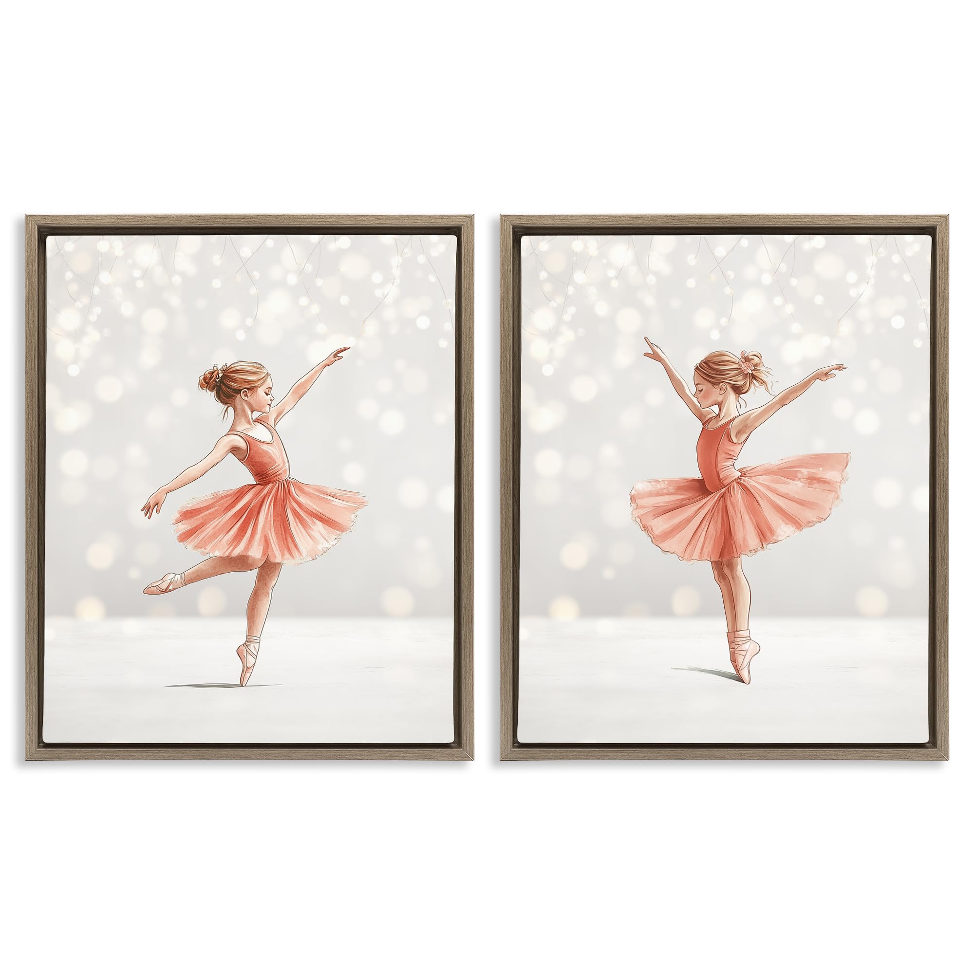 Stupell Industries 'Dancers In The Light', 2pc Floating Frame Art Set 2, Brown, 17 x 21 Inches, Easy to Hang and Sturdy, Made in USA, by Christine Simpson Art