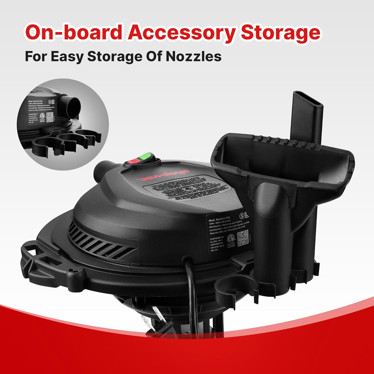 Shop-Vac 2.5 Peak HP Wet/Dry Vac Bucket Head, Fits 5 Gallon Bucket (Sold Separately), Portable Shop Vacuum, 1.25 Inch Diameter x 4 Foot Hose, 6 Foot Cord, Ideal for Jobsite, Garage, Workshop & Home - Image 5