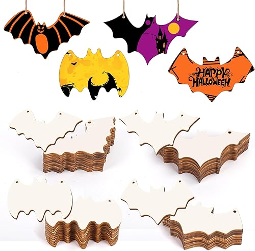 Miniatura 50 de Paquete de 50 rebanadas de madera pintables en blanco para colgar en forma de corazón natural para niños, manualidades, manualidades H-50 corazones