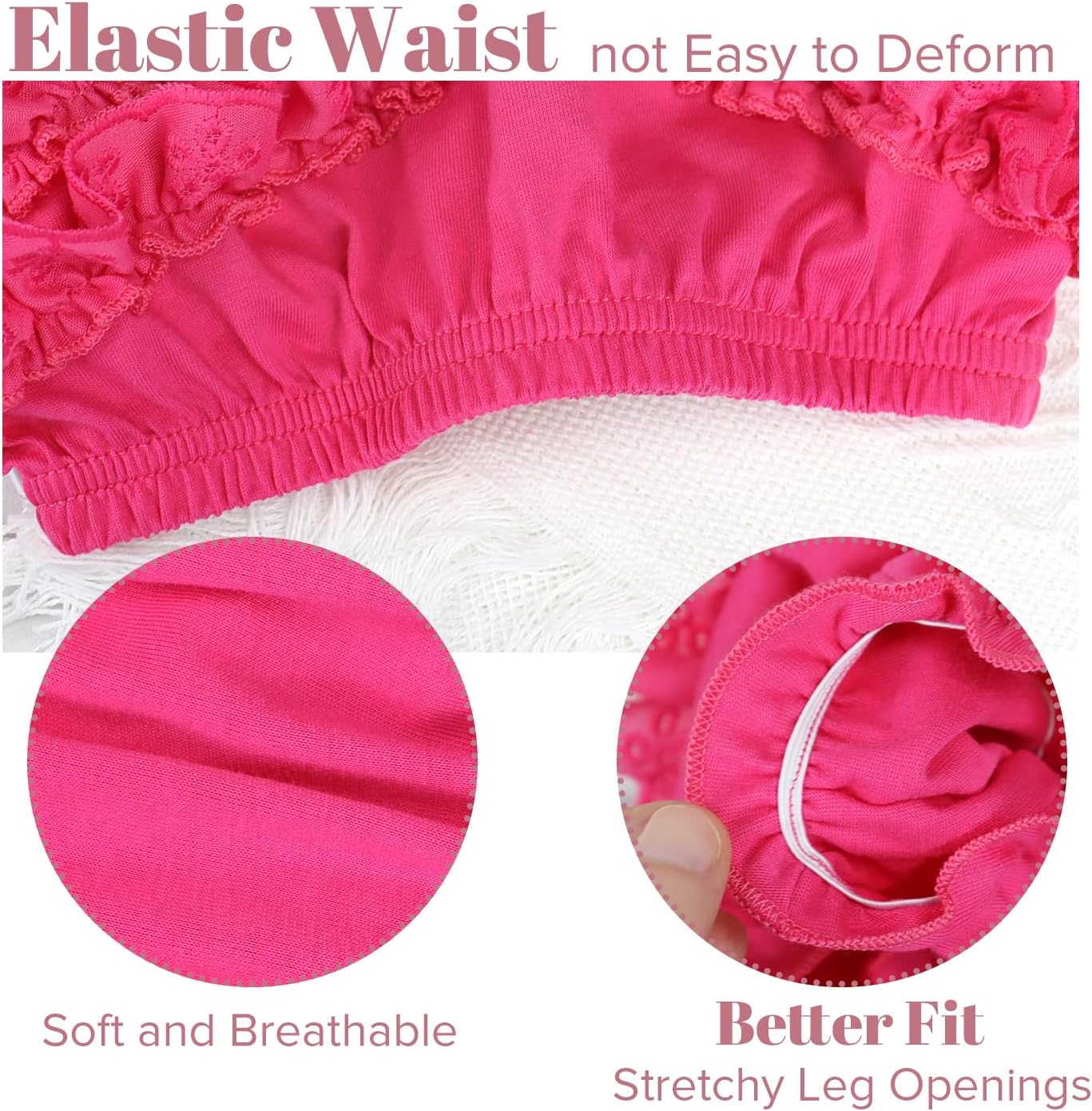 5 Piece Set of Ruffled Lace Bloomer Diaper Covers for Baby Girls Cotton Toddler Shorts Underwear - Image 3
