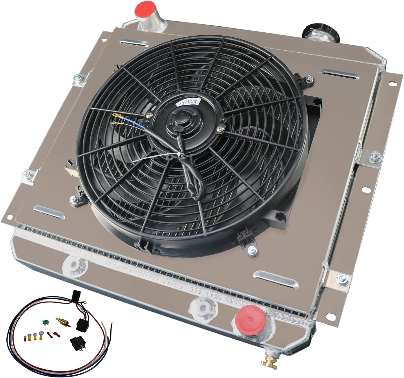 3 Row Core Radiator+Shroud Fan+Relay For 1958-1984 Toyota Land Cruiser FJ40 FJ45 BJ42 BJ60 1960 1962 1965 1967 1969 1972 1975 1978 1982 All Aluminum Radiators