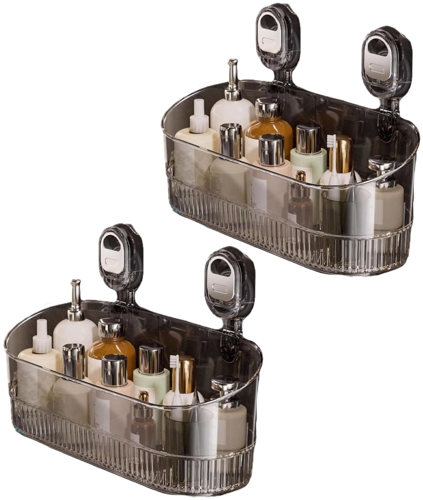 No-Drill Bathroom Suction Storage Box Suction Cup Shower Shelf Wall-Mount Shower Caddy Heavy Duty Shower Organizer No Drill