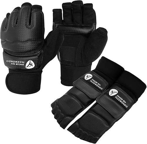 Taekwondo - Guantes de entrenamiento para manos y pies de medio dedo, para boxeo, kickboxing, muñequeras de alta calidad, soporte para tobillo para Taekwondo - Guantes de entrenamiento para manos y pies de medio dedo, para boxeo, kickboxing, muñequeras de alta calidad, soporte para tobillo para