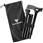 FSA/HSA Eligible, Vaunn Medical Easy Grip Height Adjustable Folding Cane/Walking Stick with Strap/Pouch- Compact, Portable, and Safe Walking Assistant- Non-Slip Grip Handle- Men, Women, Elderly
