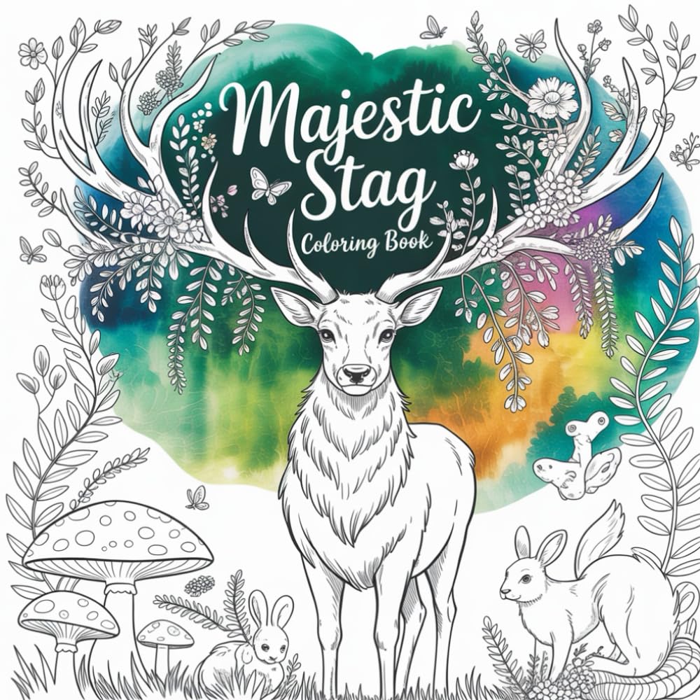 Majestic Stag Coloring Book: Discover the beauty of nature with 42 enchanting designs to color and enjoy.