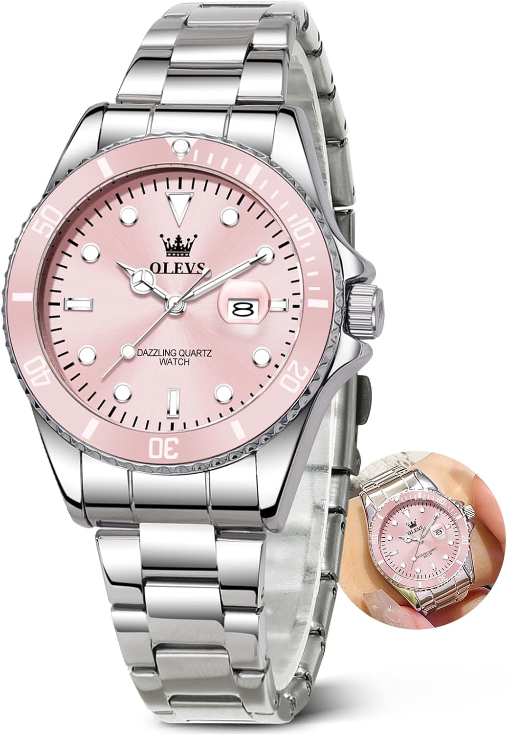 OLEVS Ladies Watch for Small Wrist Luxury Watch for Women Dress Lady’s Watches Waterproof Analog Quartz Pink/Blue/Green/White/Purple/Gold/Red/Blue Small Face Womens Watch Reloj para Mujer