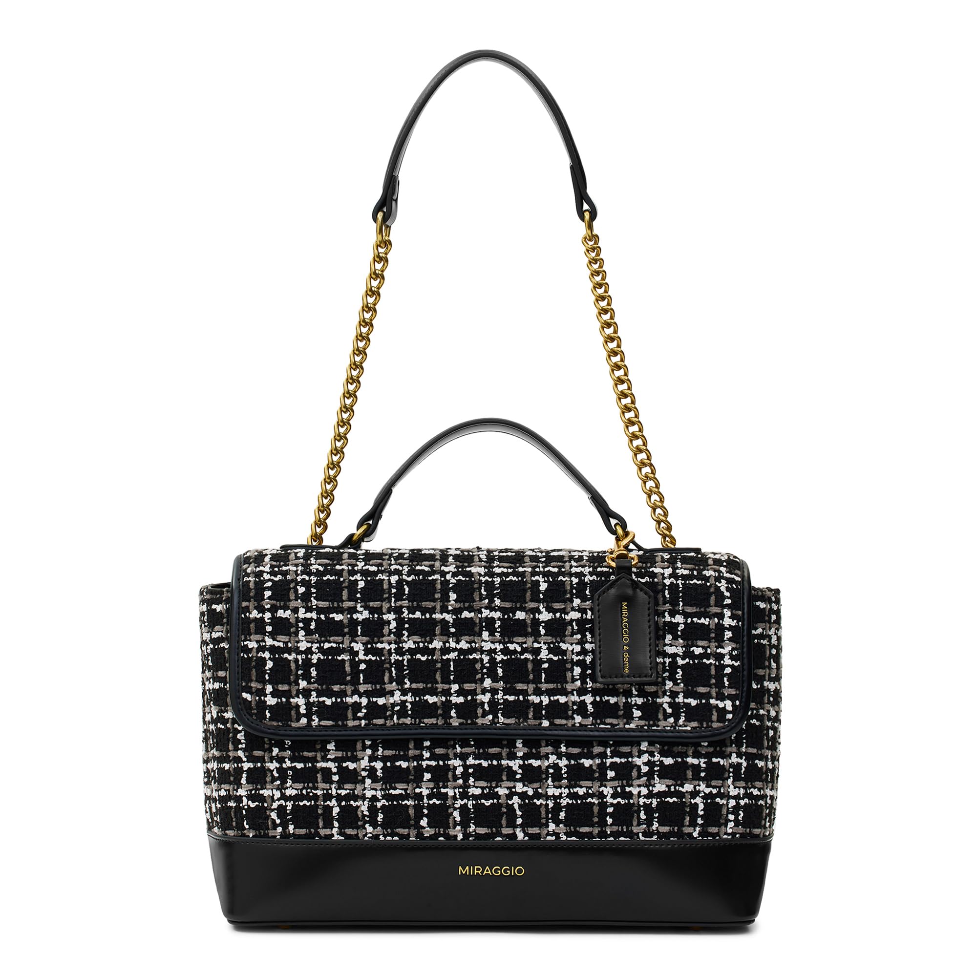 Miraggio Liviana Tweed Handbag with Adjustable Shoulder Strap for Women (Black) (B0CQRMF5P9) Amazon Price History, Amazon Price Tracker