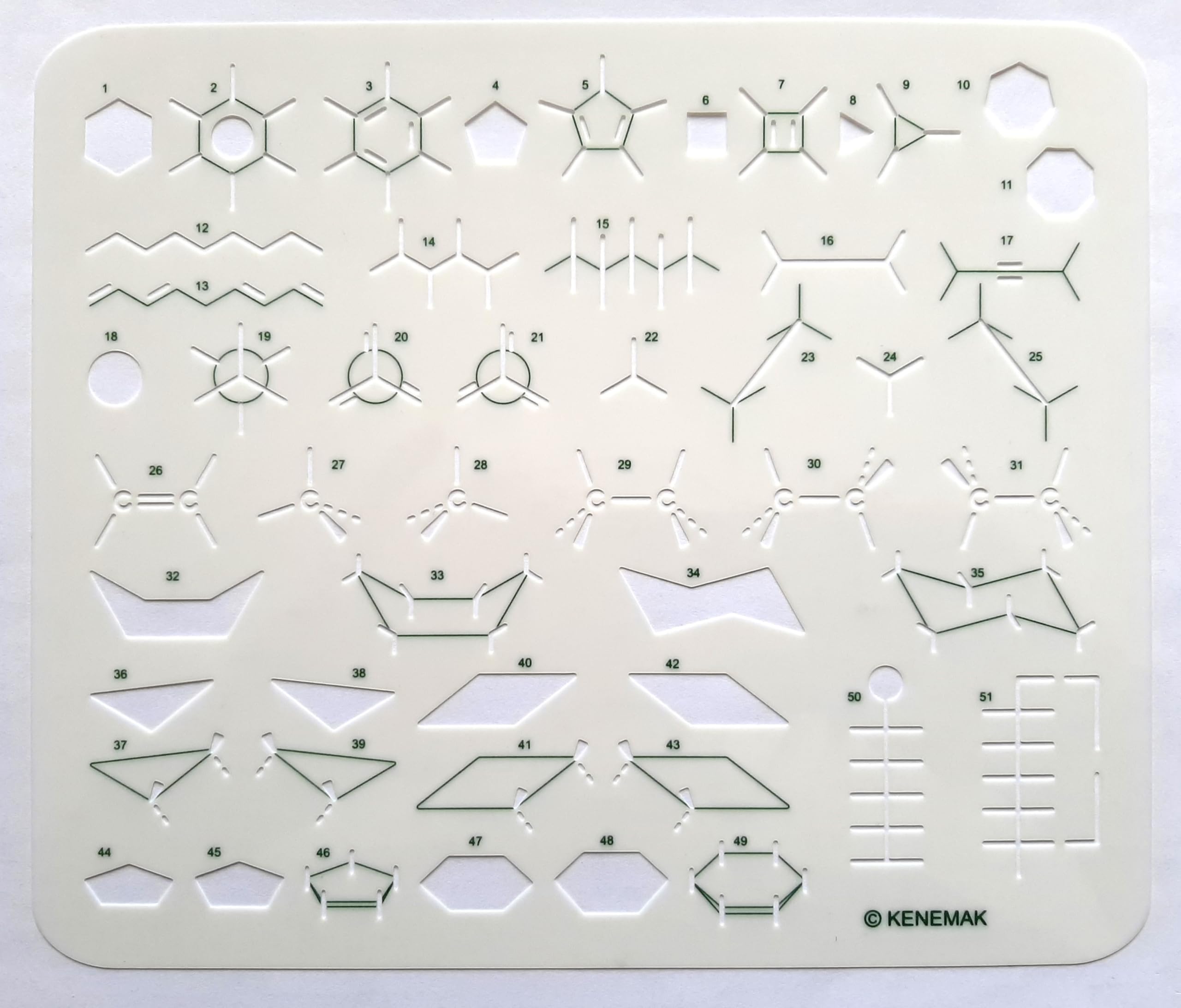Pochoir de Chimie Organique Gabarit de Dessin et Modes de Représentation de Molécules