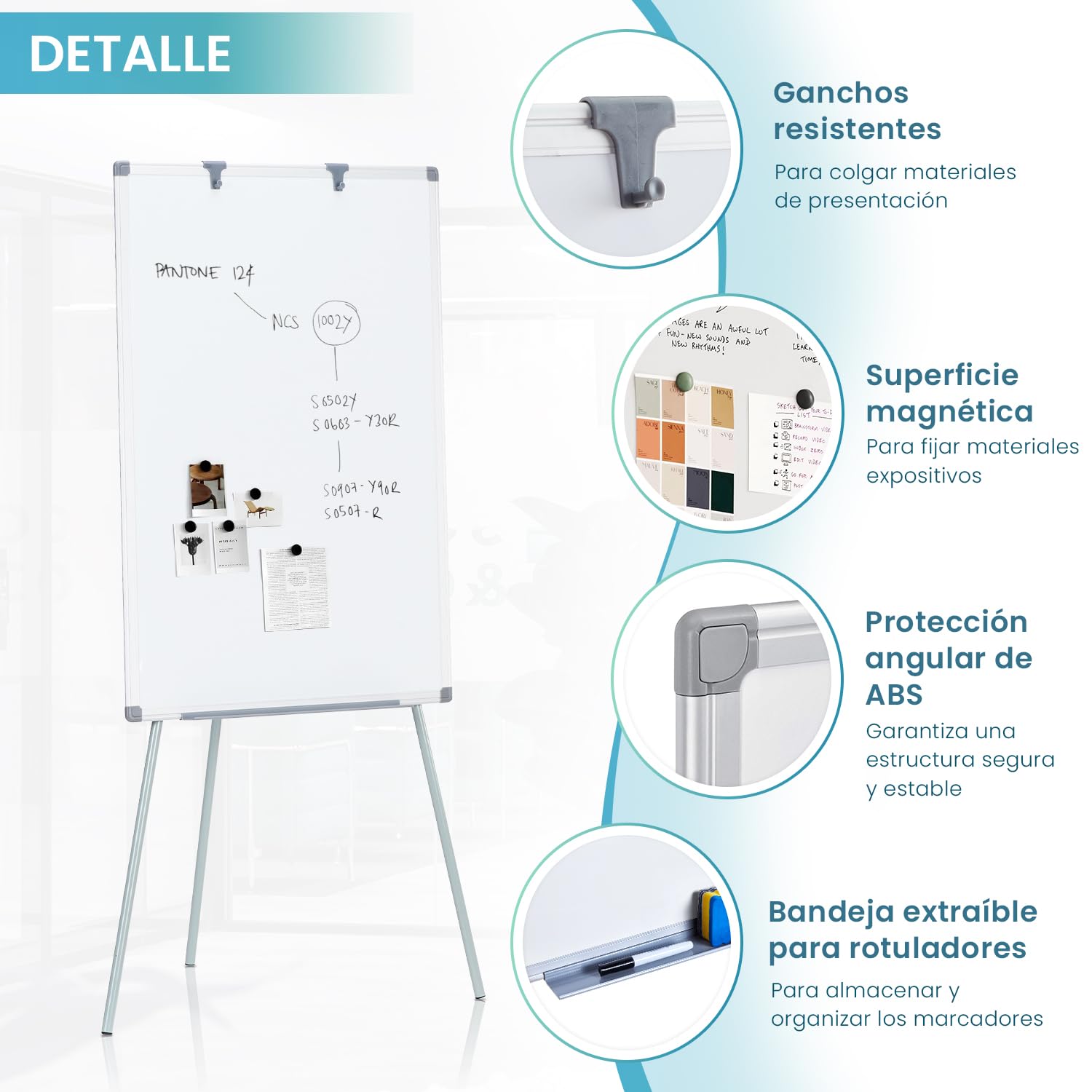 SwanSea Pizarra Blanca con Caballete 60x90cm, Pizarra Magnética con Trípode, Altura Ajustable, para Convenciones y Congresos