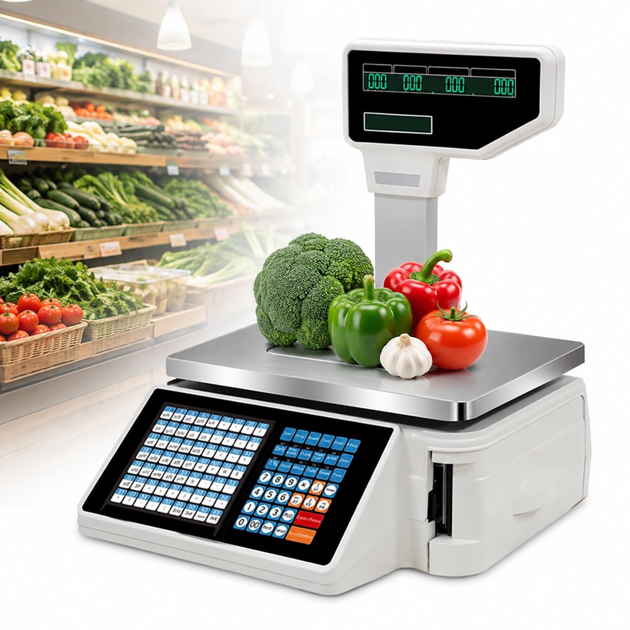 Balanza Digital Con Impresión De Etiquetas, Plato Grande Acero Inoxidable