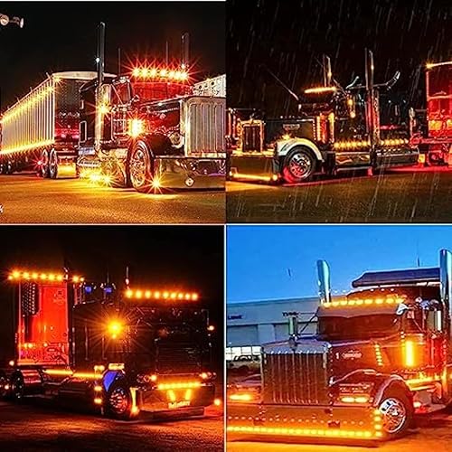 Miniatura 3 de APSMOTIV Paquete de 2 luces LED marcadoras para remolque, 24 V, impermeables, luces de pollo ámbar, para semircamiones, carga y carga, ajuste