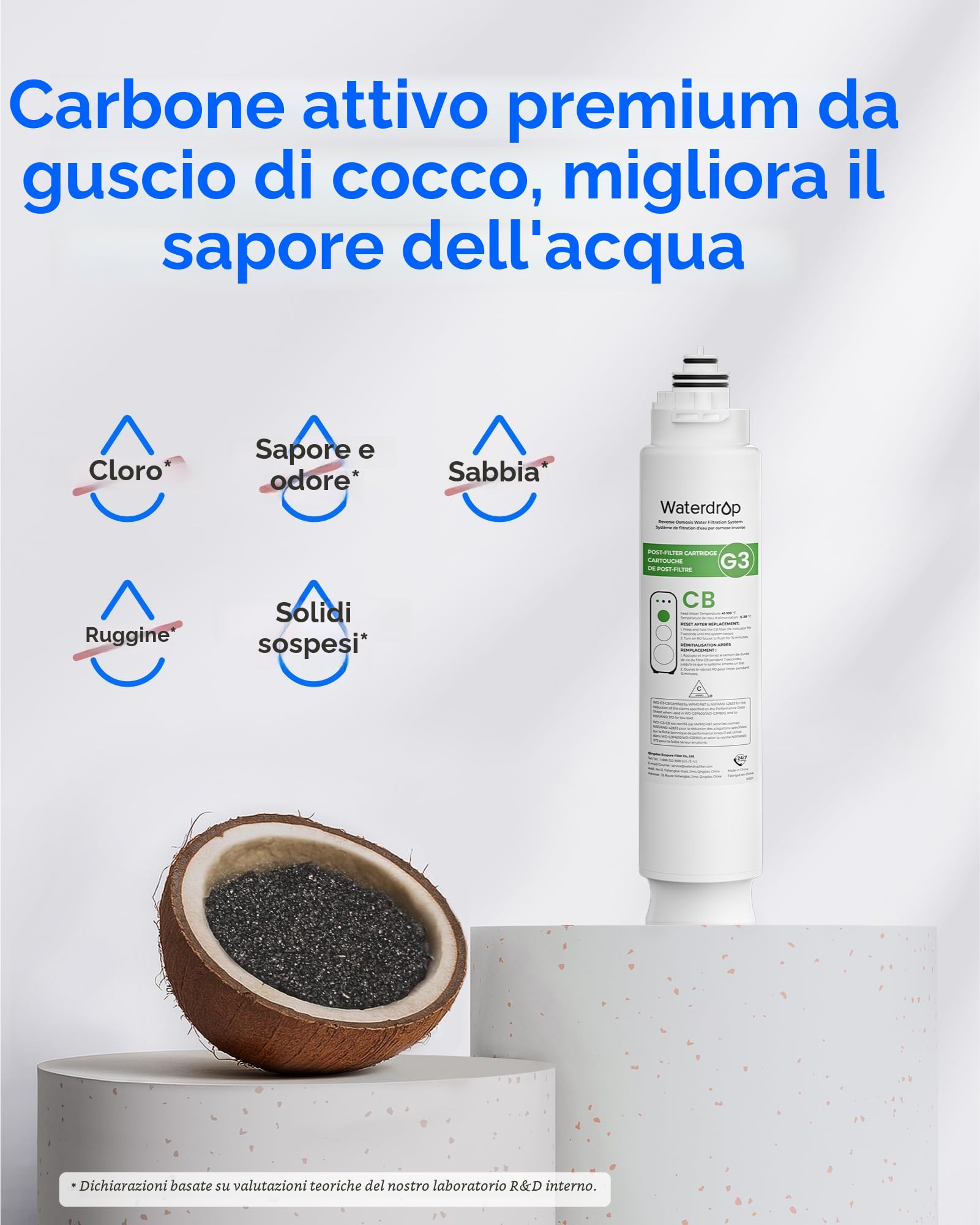 Waterdrop WD-G3-N3CB Filtro, Ddurata 1 Anno, Sostituzione per WD-G3-W Osmosi Inversa Sistema