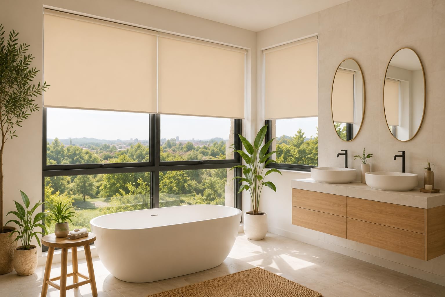 Estoralis | GOVE | Tenda a rullo disegno moderno | Traslucida tinta unita | Beige | 180 x 235 cm (larghezza/altezza) dimensione del tessuto 177 x 230 cm. | Tende per finestre e porte
