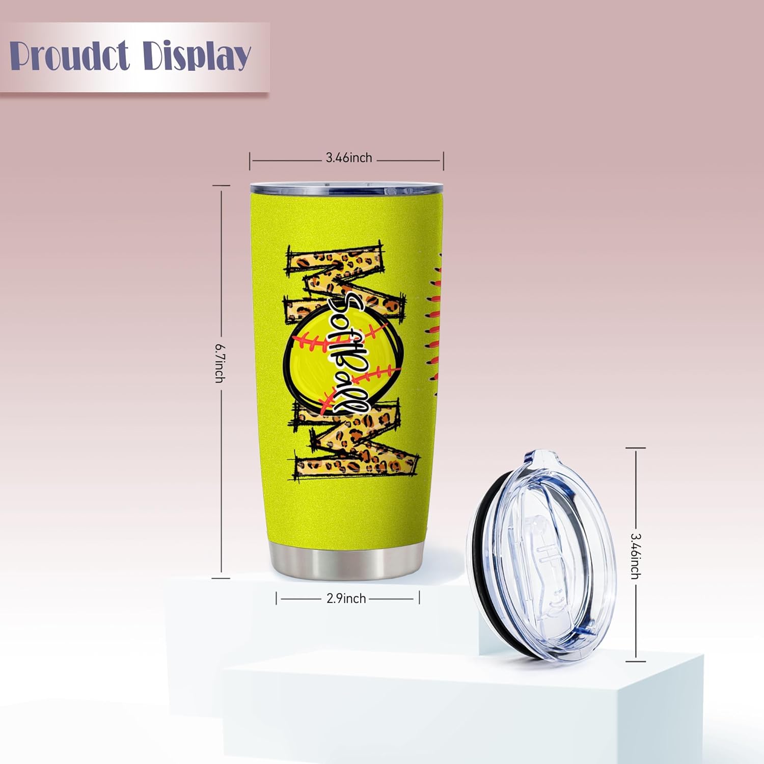 ATHAND Softball Mom 20 oz Insulated Tumblers with Lid | Stainless Steel Vacuum Tumbler Travel Coffee Mugs | Best Birthday Gifts For Women (White) - Image 5