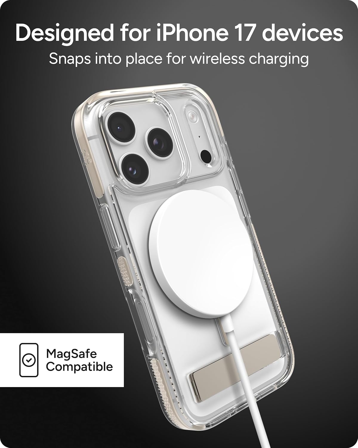 ZAGG Santa Cruz Snap Case with Kickstand for iPhone 17 Pro - Titanium, Drop Protection (13ft/4m), MagSafe Charging Compatible, ClearGuard Anti-Yellowing Technology, Scratch Resistant Phone Case - Image 9