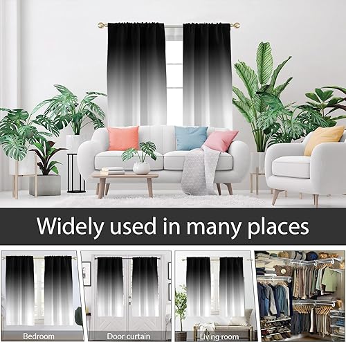 Miniatura 4 de AAtter Cortina de ventana color negro y gris, blanco, plateado, degradado grisáceo oscuro, arte estético simple, artístico de moda, sala de estar,