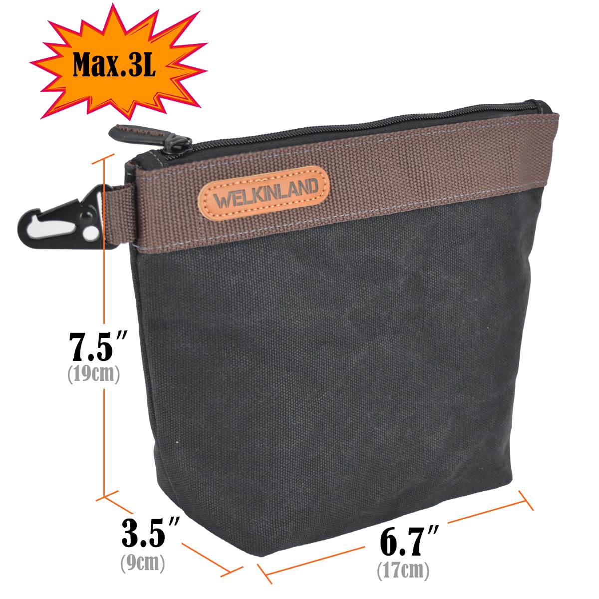 WELKINLAND Lot de 4 pochettes à outils en toile cirée, 25,4 cm avec fermeture éclair