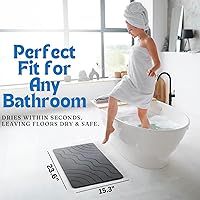 Vista 5 de Stone Bath Mat – Quick Drying Diatomaceous Earth Bath Mat, Super Absorbent Bathroom Stone Mat, Non-Slip Shower Stone Mat, Modern Water Absorbing