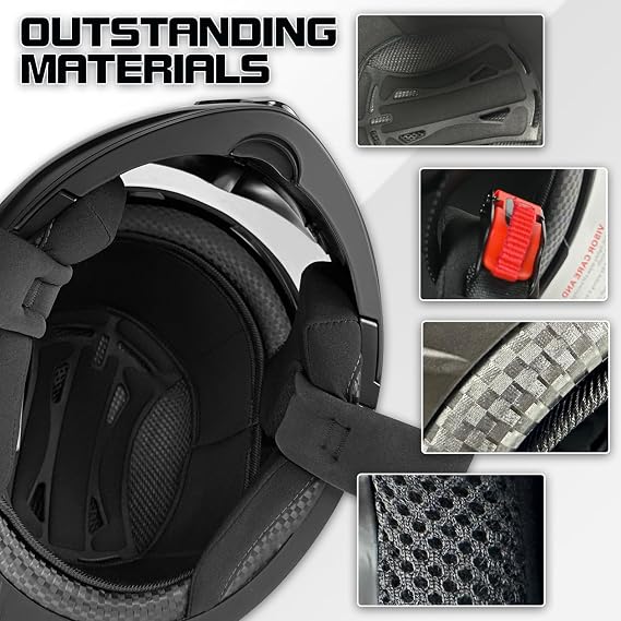 Modular Motorcycle Helmet, Matte Black, Flip-Up Full Face, Double-Layer Sun Visor, DOT Approved