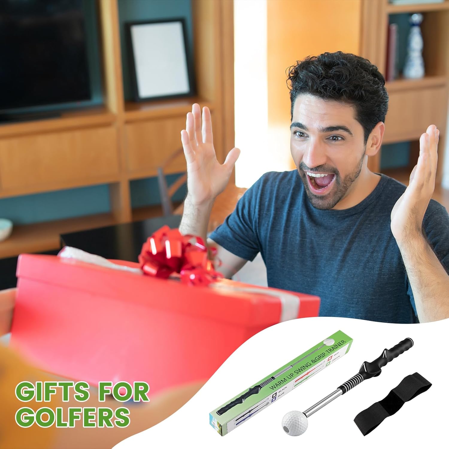 Retractable Golf Swing Training Aid, Telescopic Club Indoor & Outdoor Practice Warm-Up Golf Swing Trainer -Strength & Tempo Training for Golfer Beginner Men Woman Golf Gift