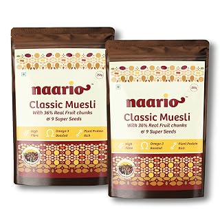 Naario Classic Muesli | Zero Added Sugar | Real Fruit and Nuts | Keeps You Full 3–4 Hours | No Preservatives | Oat-Based | Ready in 2 Minutes | 500g