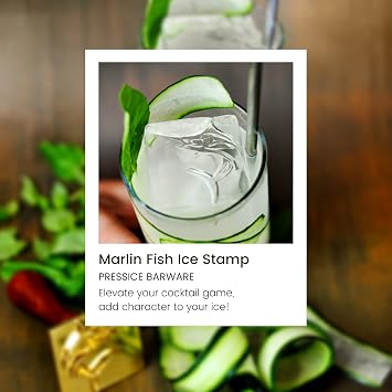 2 Ice Stamp - Marlin Design for Gentlemens Sized Ice Cubes With Wood Handle - Elevate Your Drinking Experience - Ice Mold Not Included