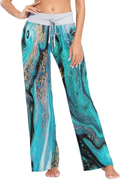 Amazon.com: Oarencol Pantalones de pijama para mujer, color azul y negro,  piedra dorada y blanca : Ropa, Zapatos y Joyería