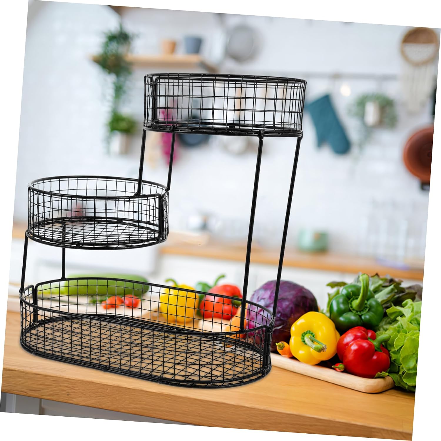 Iron Tiered Fruit and Vegetable Storage Rack for Kitchen Counter image 5