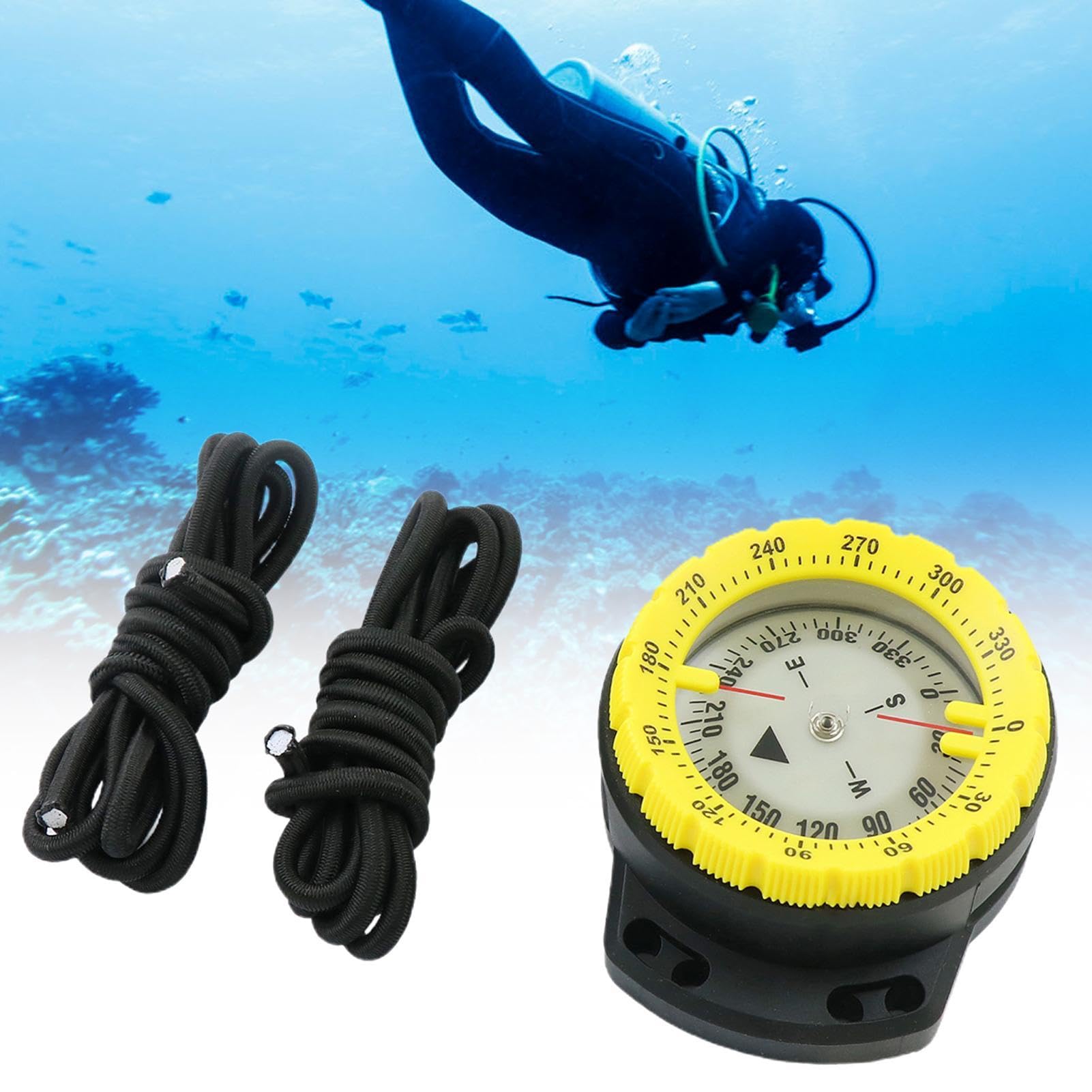 Bussola subacquea, bussola per kayak, Bussola per immersione subacquea resistente all'acqua con corda, Bussola luminosa per sport acquatici con finestrino laterale, per immersioni