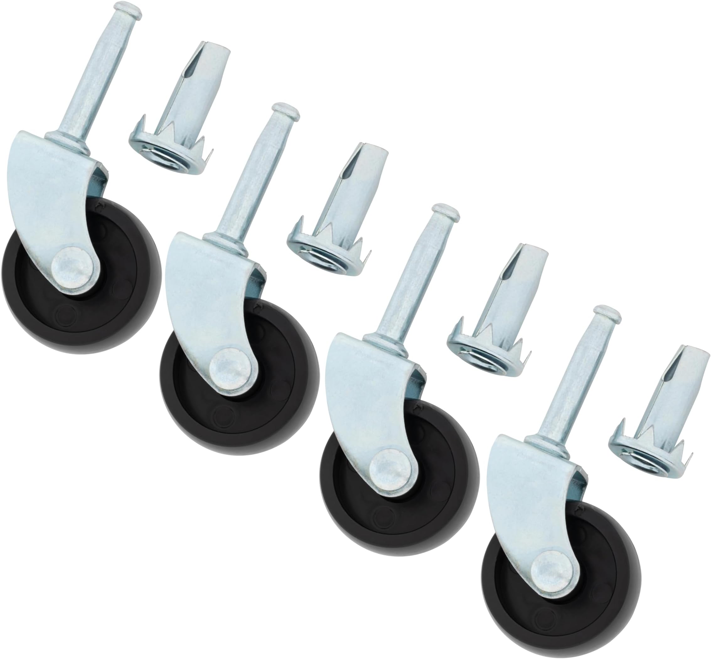 4 x Heavy Duty Hard Plastic Swivel Castor Wheels Trolley Furniture With Sockets