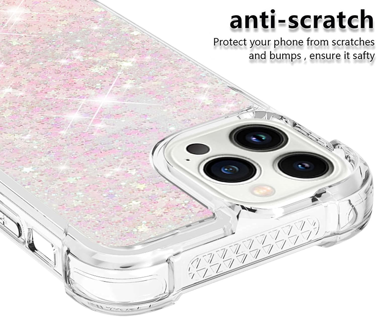 Liquid Case for iPhone 15 Pro Max Case Glitter Cute Clear Phone Case Shiny Floating Quicksand Shockproof Protective Soft TPU Girly Women Case for iPhone 15 Pro Max 6.7 inch Star Pink YB - Image 4
